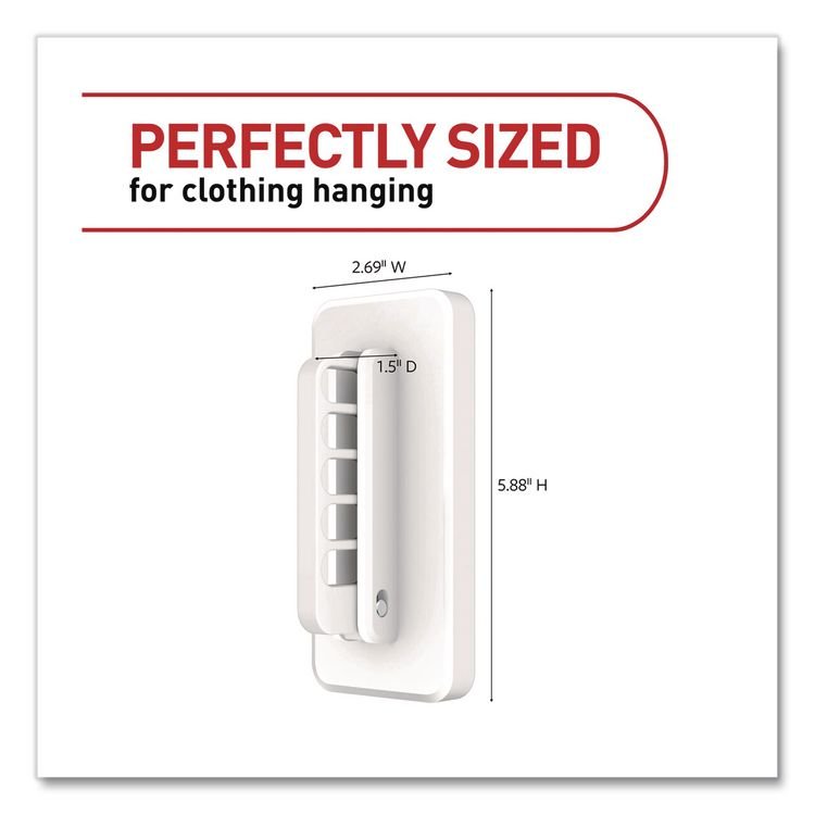 3M/COMMERCIAL TAPE DIV. Folding Clothes Hanger Arm, Individual Slots for Five Clothes Hangers, Plastic, White, Supports 7.5 lb (MMM17029ES)