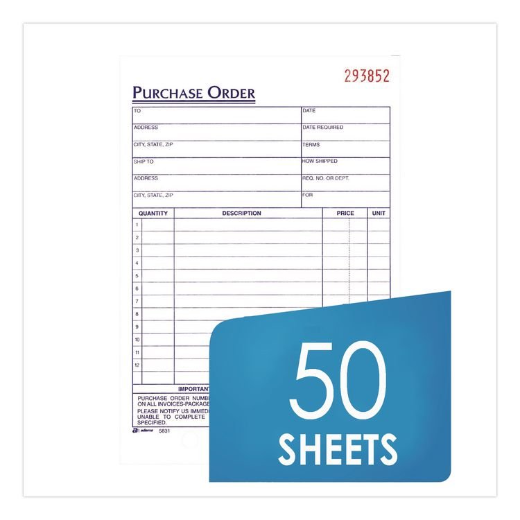 CARDINAL BRANDS . Multipart Purchase Order Pad, Three Part Carbonless, 5.56 x 8.44, 50 Forms Total (ABFTC583110EA)