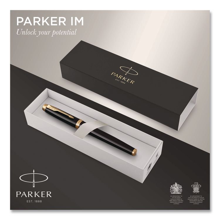 SANFORD IM Fountain Pen with Gift Box, Medium Fountain Nib, Blue Ink, Black Lacquer/Gold Barrel (PAR1931645)