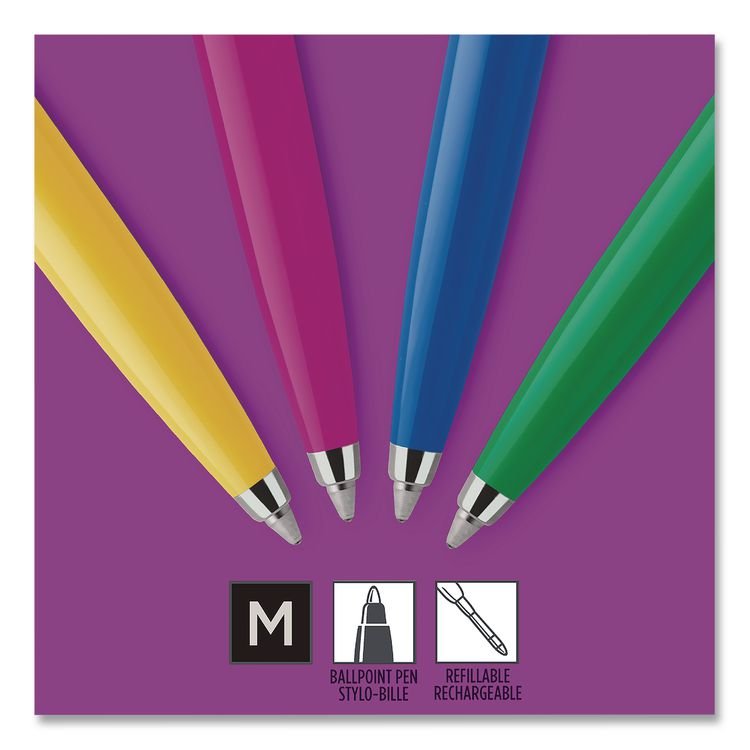 SANFORD Jotter Ballpoint Pen, Spirit of the 1990s Collection, Retractable, Medium 0.7 mm, Black Ink, Assorted Barrel Colors, 4/Pack (PAR2084405)