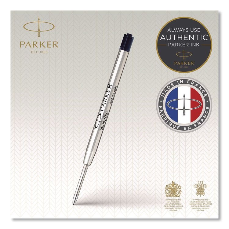 SANFORD Quinkflow Refill for Parker Ballpoint Pen, Medium Conical Tip, Black Ink, 10/Pack (PAR2119153)