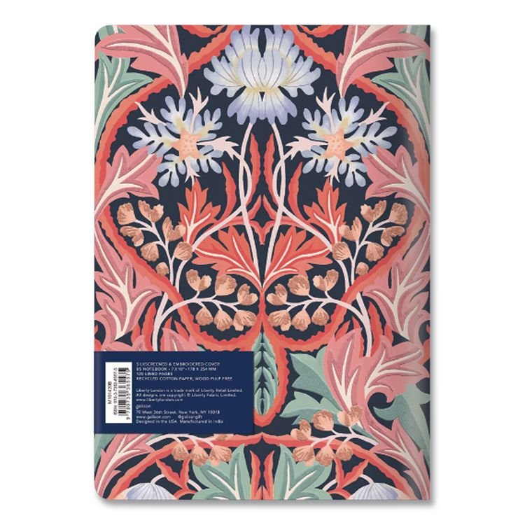 CHRONICLE BOOKS Liberty London Embroidered Cover Journal, Floral Artwork, Medium/College Rule, Green/Pink/White Cover, (50) 10 x 7 Sheets (CHB978073536557)