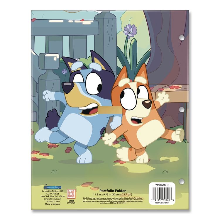 INNOVATIVE DESIGNS LLC Licensed Two-Pocket Folder, Bluey and Bingo, Side: 3-Hole Punched, Accommodates (50) 11 x 8.5 Sheets, Multicolor (IDI719160BLUSA)