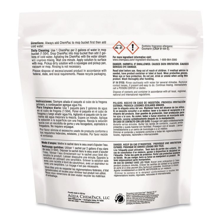 DIVERSEY Aqua ChemPacs Heavy Duty Floor Cleaner, Lavender Scent, 100 ChemPacs/Pack (DVO9320928)