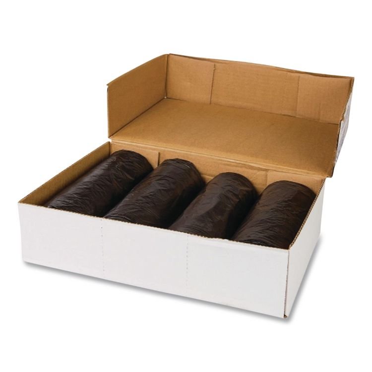 INTEGRATED BAGGING SYSTEMS Low-Density Commercial Can Liners, 30 gal, 0.58 mil, 30" x 36", Black, Interleaved Roll, 25 Bags/Roll, 10 Rolls/Carton (IBSWSL3036HVK)
