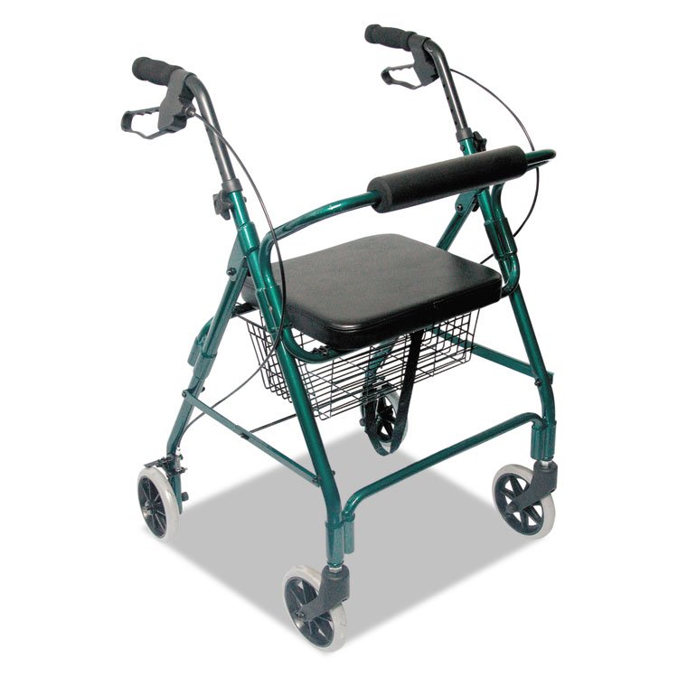 BRIGGS HEALTHCARE Ultra Lightweight Rollator, Adjusts 33.75" to 38", 300 lb Capacity, Green (BGH50110121200)