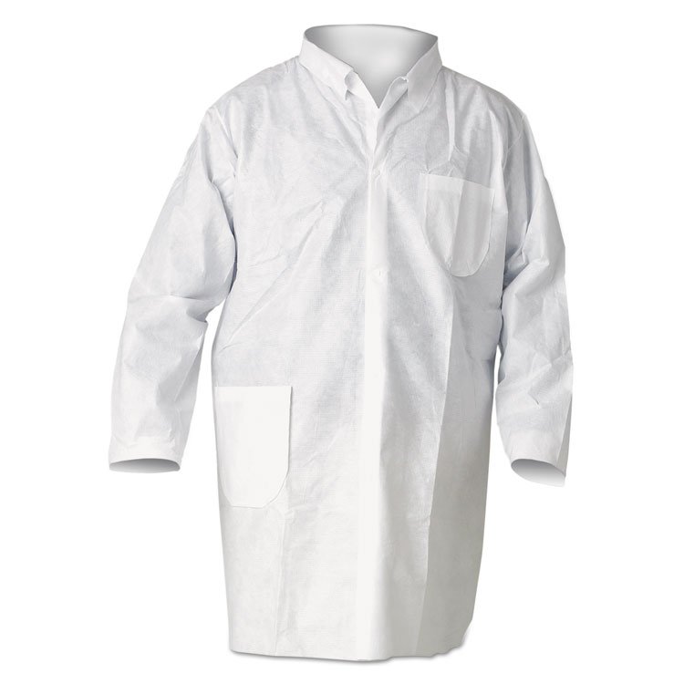 KIMBERLY-CLARK PROFESSIONAL A20 Breathable Particle Protection Lab Coats, Snap Closure/Open Wrists/Pockets, 2X-Large, White, 25/Carton (ANS40049)