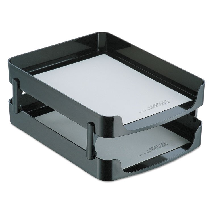 OFFICEMATE INTERNATIONAL CORP. 2200 Series Front-Loading Desk Tray, 2 Sections, Letter Size Files, 10.25" x 13.63" x 2", Black (OIC22236)