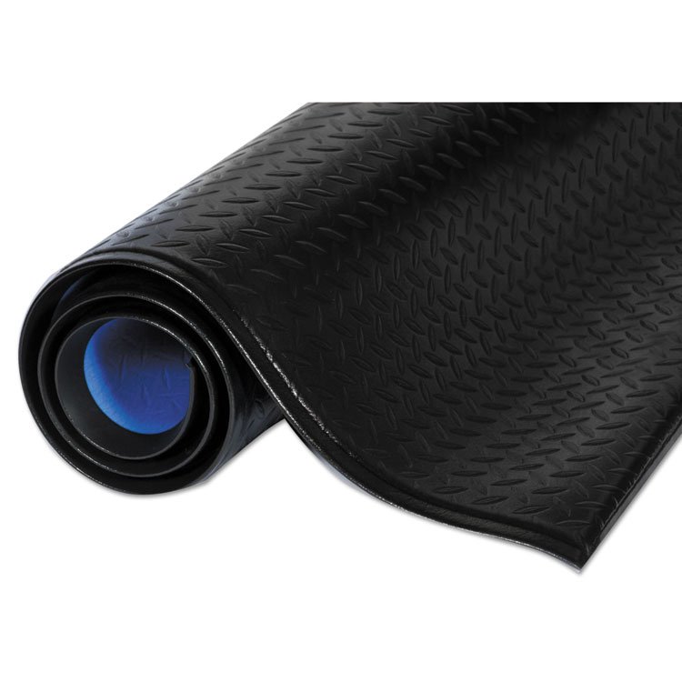 CROWN MATS & MATTING Wear-Bond Comfort-King Anti-Fatigue Mat, Rectangular, Black Raised Deck Plate Surface, 24" x 36" (CWNWBZ023KD)