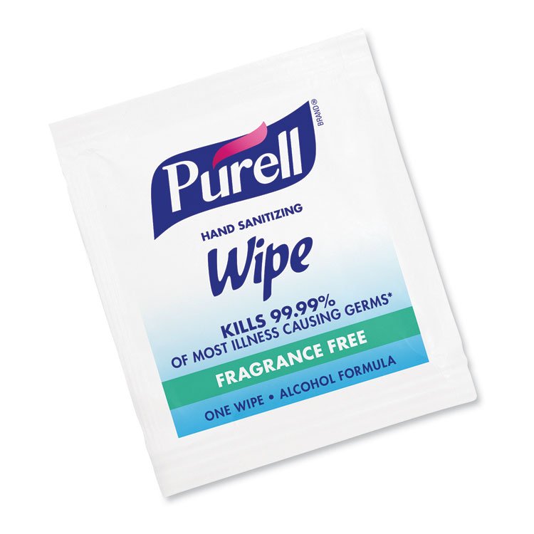 GO-JO INDUSTRIES Sanitizing Hand Wipes, Individually Wrapped, 1-Ply, 4.5 x 6.5, Lemon, White, 1,800/Carton (GOJ902006ECCT)