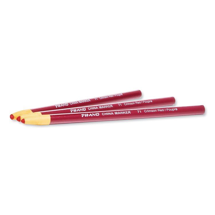 DIXON TICONDEROGA CO. China Marker, 0.3" x 7", Crimson Red, Dozen (DIX000710002)