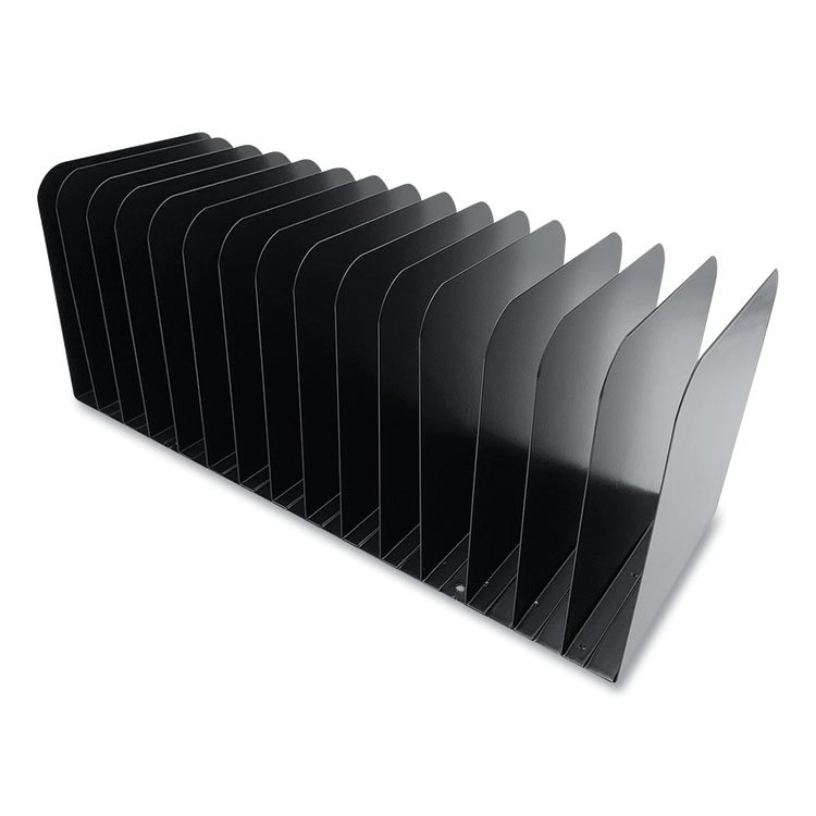 THE COIN-TAINER CO., LLC Steel Vertical File Organizer, Flat, 15 Sections, Letter Size Files, 16 x 6.25 x 6.5, Black (CTXHASZ0178)