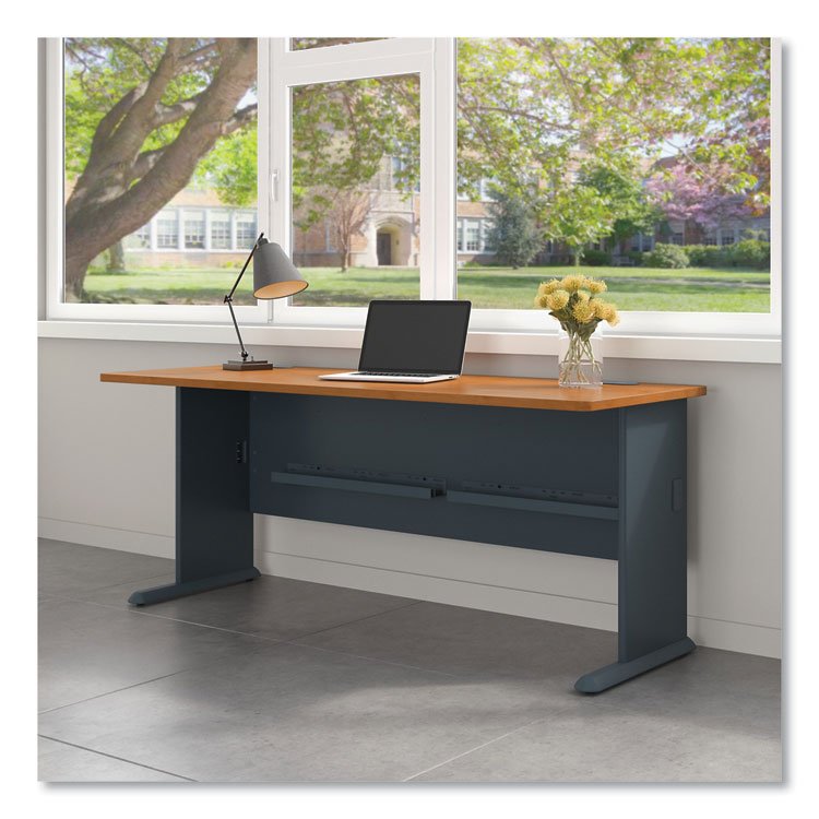 BUSH INDUSTRIES Enterprise Collection Double Pedestal Desk, 70.13" x 28.63" x 29.75", Harvest Cherry, (Box 2 of 2) (BSH2972CSA203)