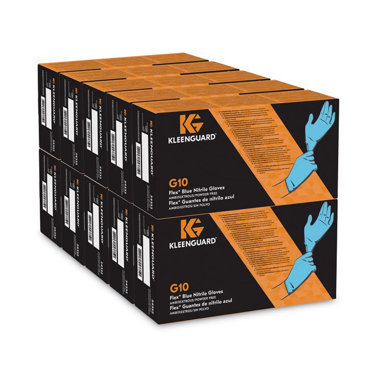 KIMBERLY CLARK G10 Flex Blue Nitrile Gloves, Powder-Free, Small, 3 mil Thick, 9.5" Long, Blue, 100/Box, 10 Boxes/Carton (ANS54332)