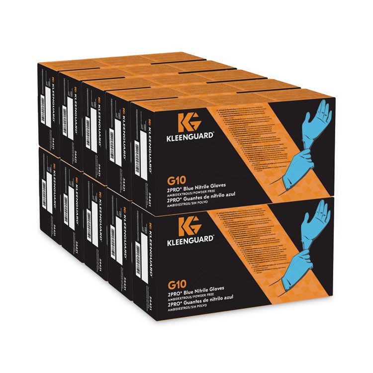 KIMBERLY CLARK G10 2PRO Nitrile Gloves, Powder-Free, Small, 6 mil Thick, 9.5" Long, Blue, 100/Box, 10 Boxes/Carton (ANS54421)