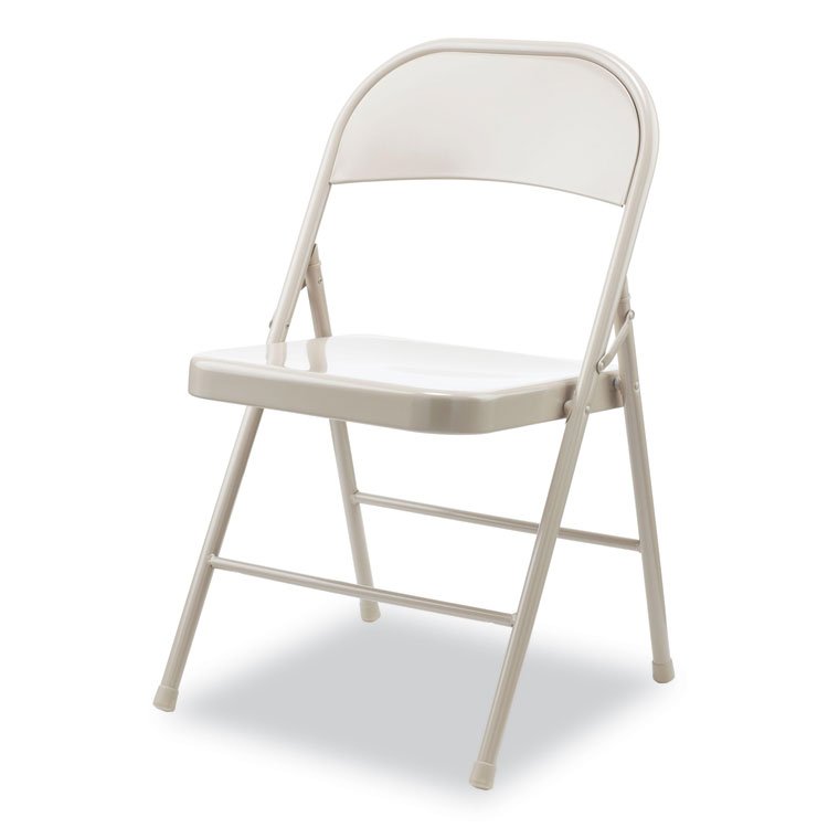 ALERA Armless Steel Folding Chair, Supports Up to 275 lb, Taupe Seat, Taupe Back, Taupe Base, 4/Carton (ALECA944)