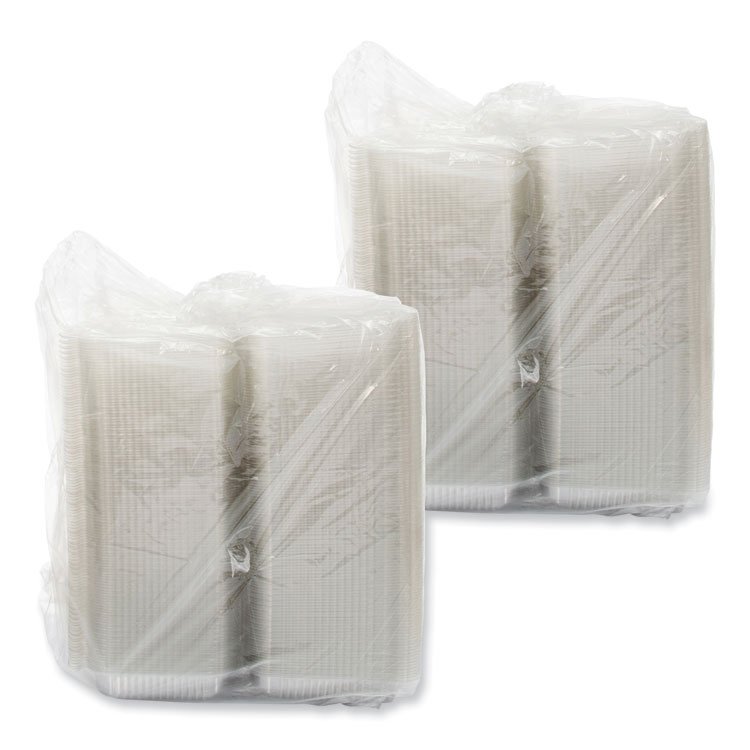 DART StayLock Clear Hinged Lid Containers, 6.8 x 9.4 x 2.6, Clear, Plastic, 125/Pack, 2 Packs/Carton (DCCPET32UT1)