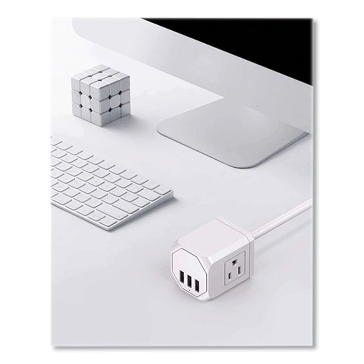 LAX GADGETS 3-Outlet 3-USB Port Surge Protector, 3 AC Outlets/3 USB Ports, 5 ft Cord, White (LXGOUT3X3WH)
