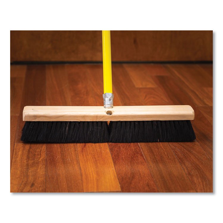 BOARDWALK Tampico Push Broom Kit, 18 x 64, Metal Handle, Yellow/Black (BWK20218KIT)