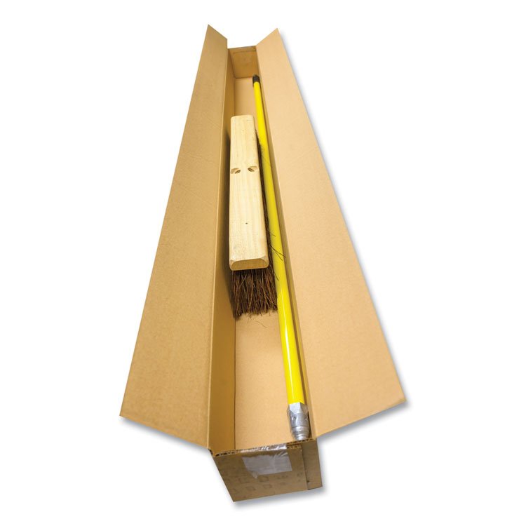 BOARDWALK Palmyra Push Broom Kit, 24 x 64, Metal Handle, Yellow/Brown (BWK20124KIT)