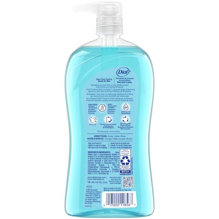 DIAL PROFESSIONAL Body Wash, Spring Water Scent, 32 oz, 4/Carton (DIA11857)